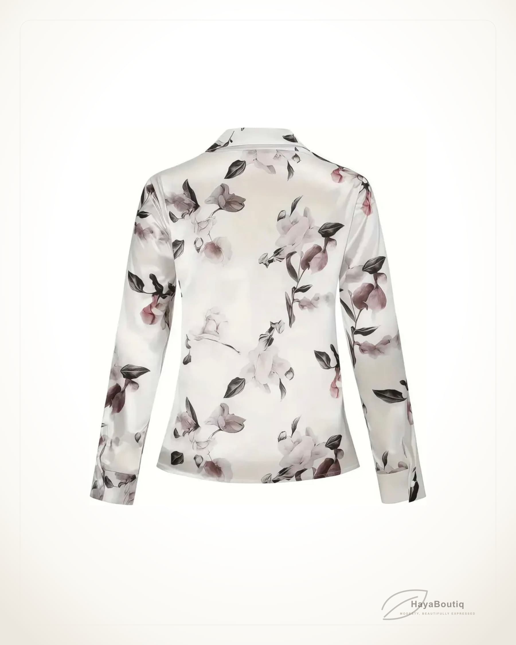 Ivory Floral Satin Shirt