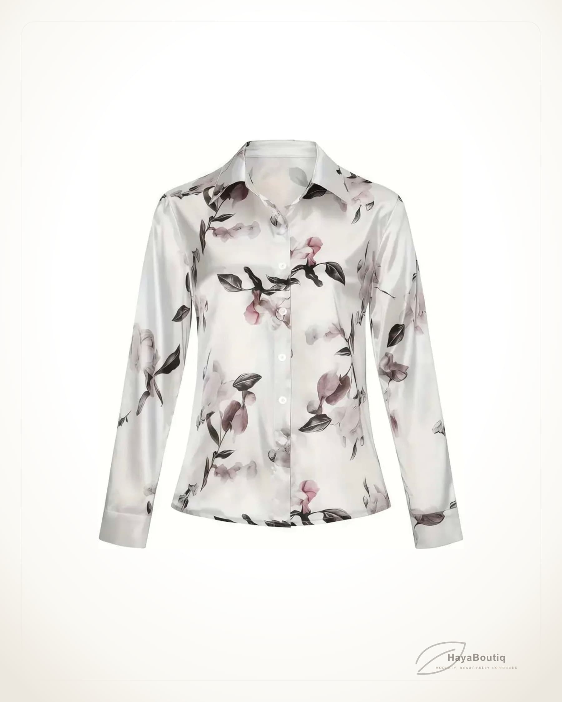 Ivory Floral Satin Shirt