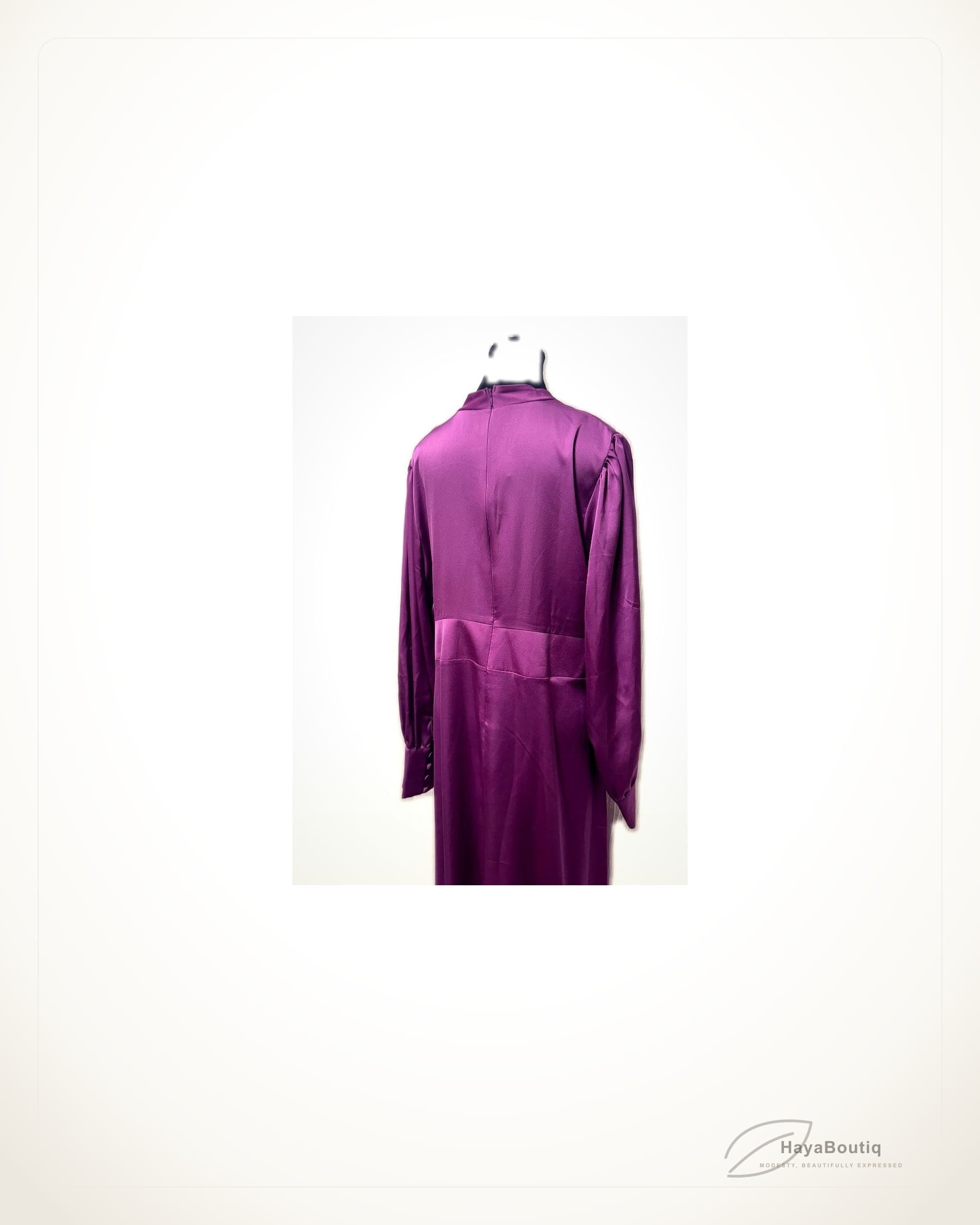 Mauve Satin Button Abaya