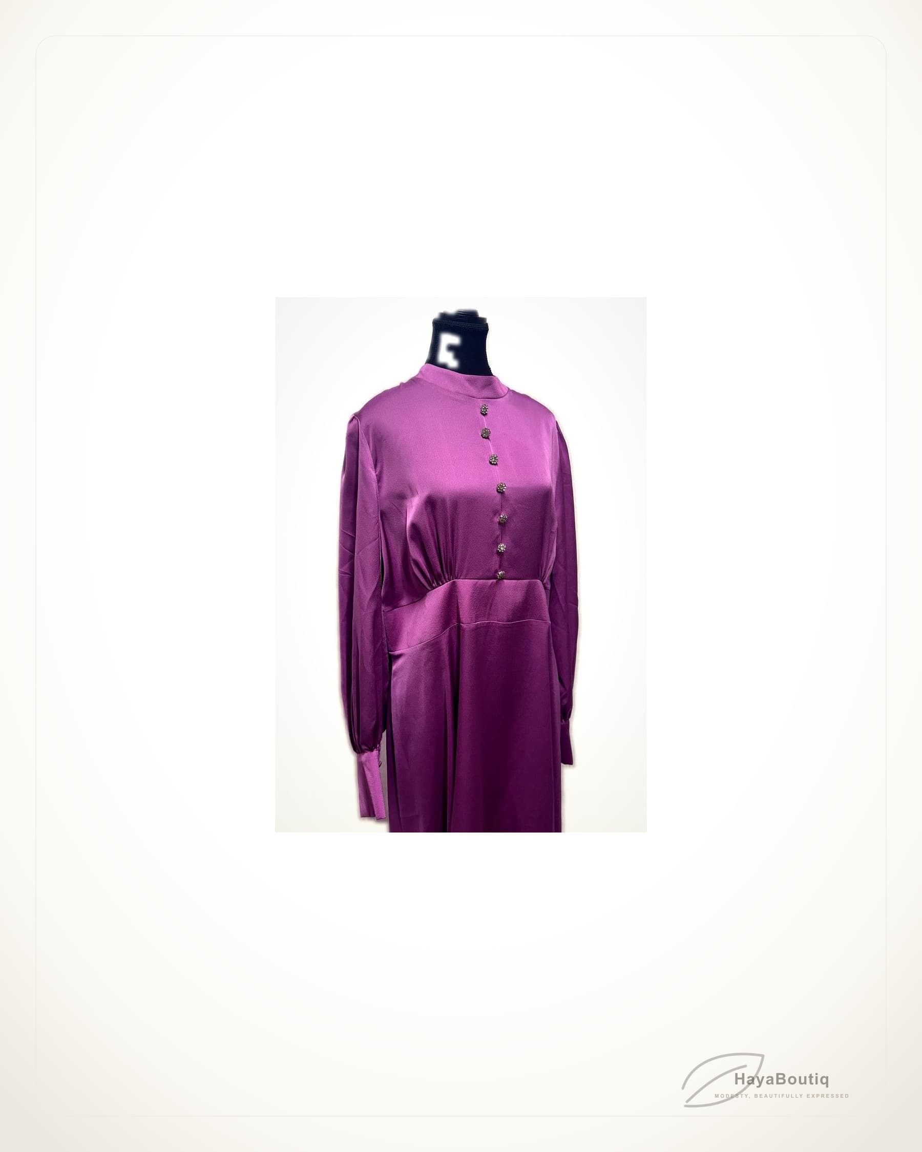 Mauve Satin Button Abaya