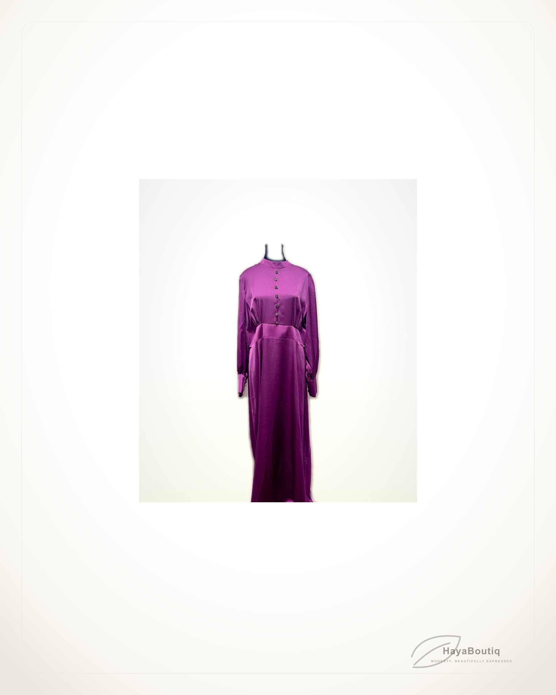 Mauve Satin Button Abaya