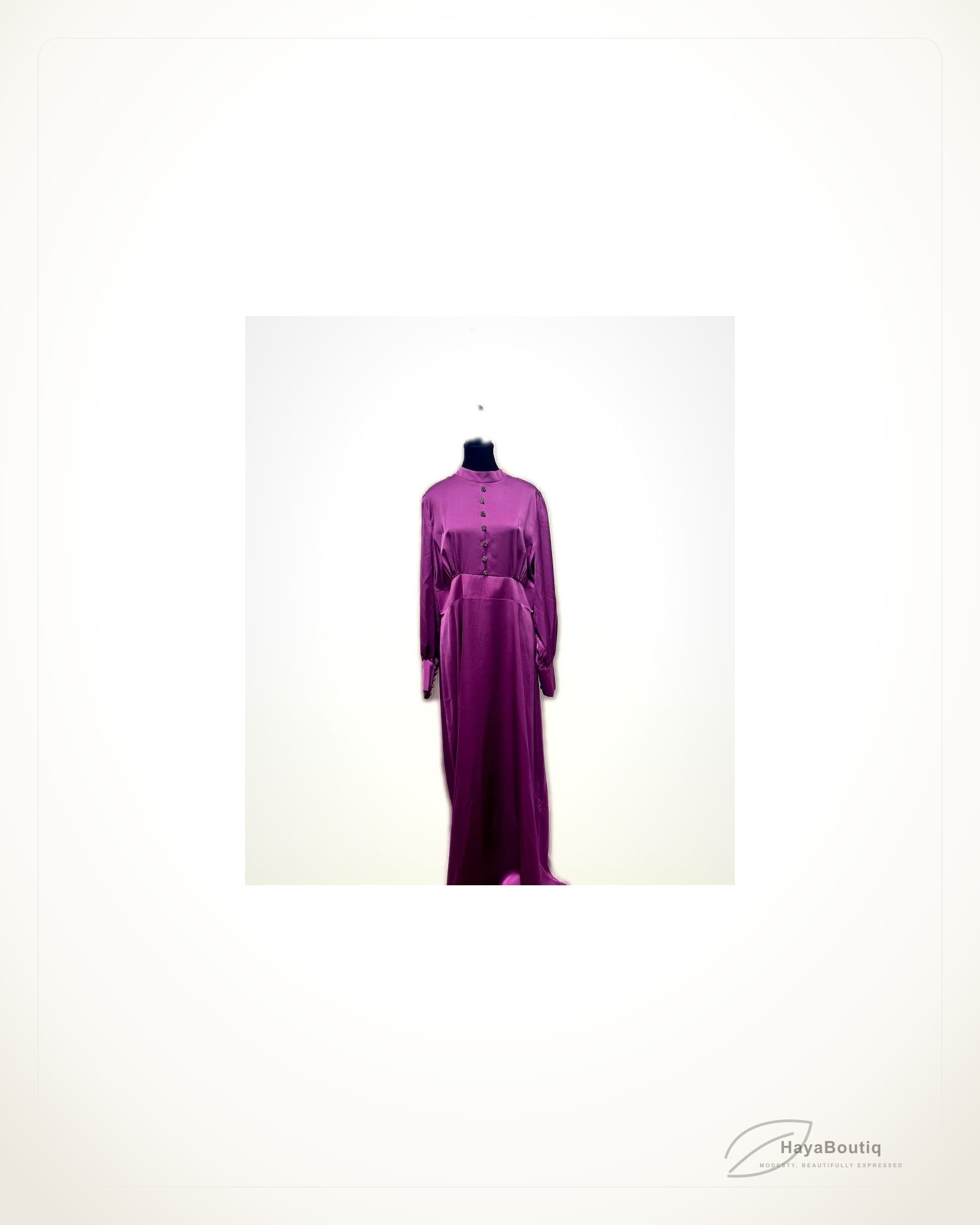 Mauve Satin Button Abaya