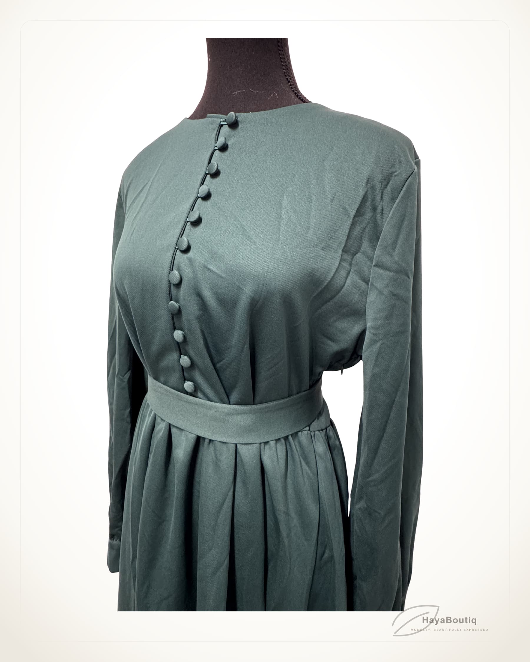 Sage Button Detail Dress
